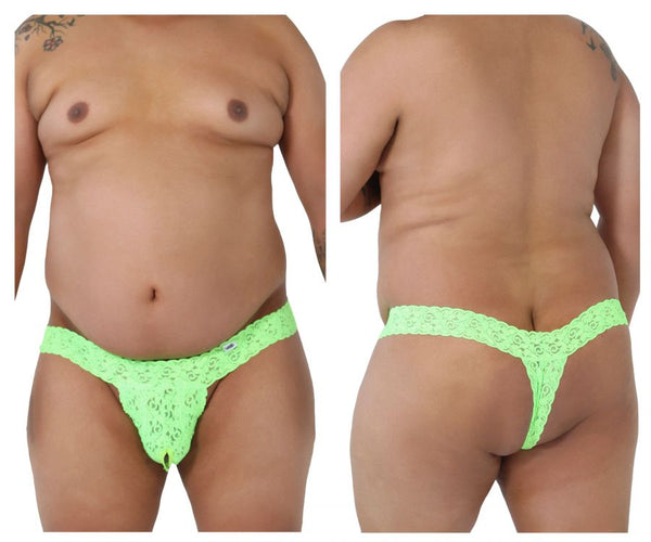 CandyMan 99315X Peek a Boo Lace Thongs Color Hot Green – D.U.A.