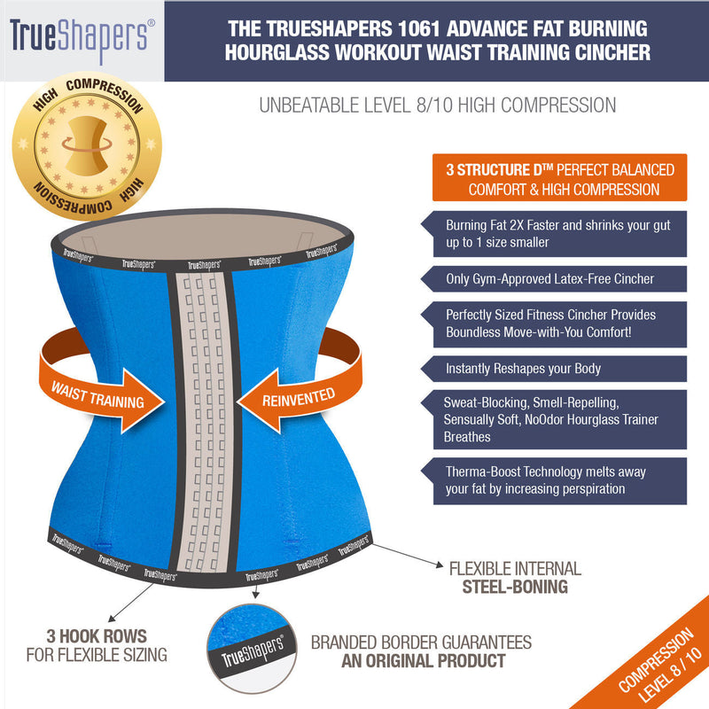 مشد تدريب الخصر من TrueShapers 1061 خالٍ من اللاتكس، اللون أزرق