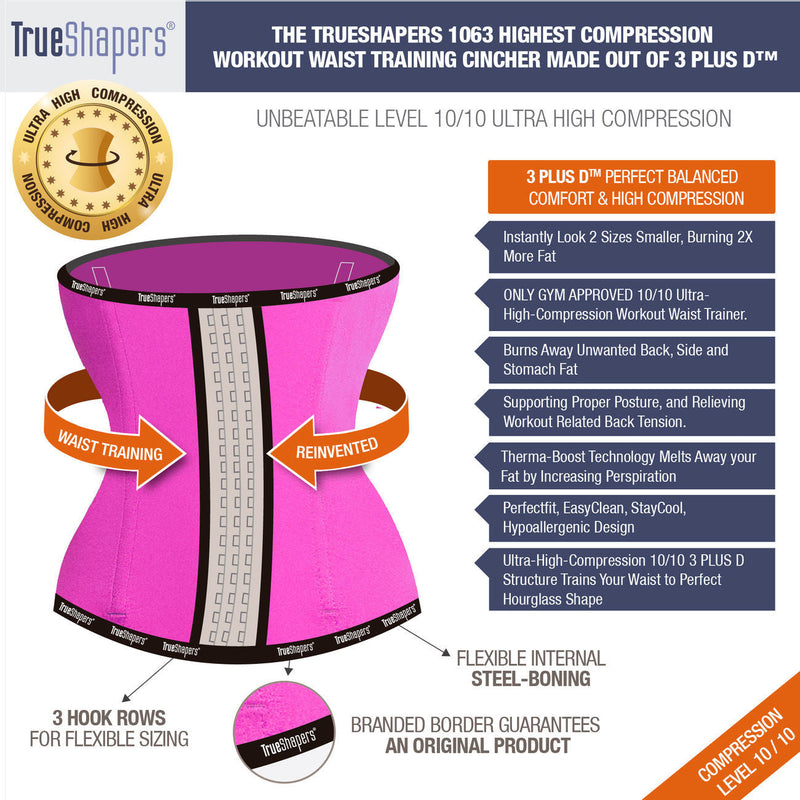 مشد تدريب الخصر من TrueShapers 1063 خالٍ من اللاتكس، اللون أزرق