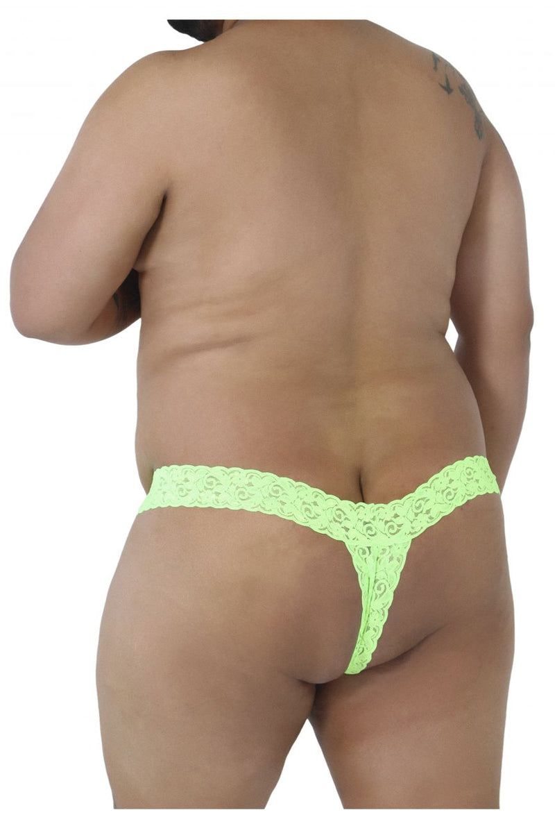 Candyman 99315x Peek A Boo Lace Thongs Color Hot Green