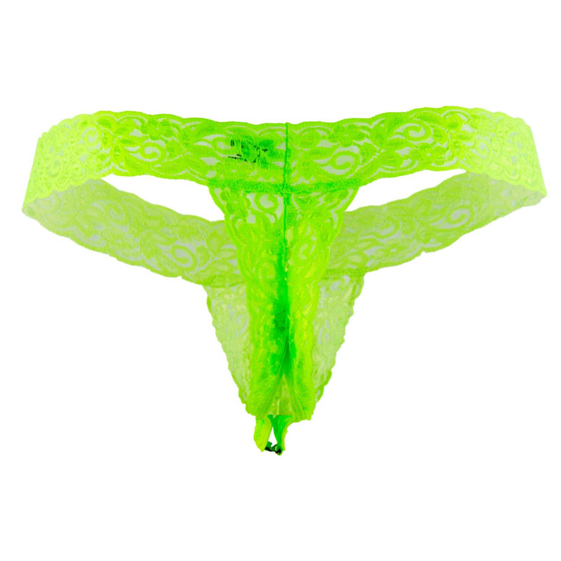 Candyman 99315x Peek A Boo Lace Thongs Couleur Green chaud