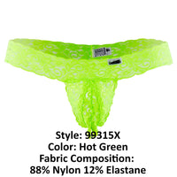 Candyman 99315x Peek A Boo Lace Thongs Couleur Green chaud