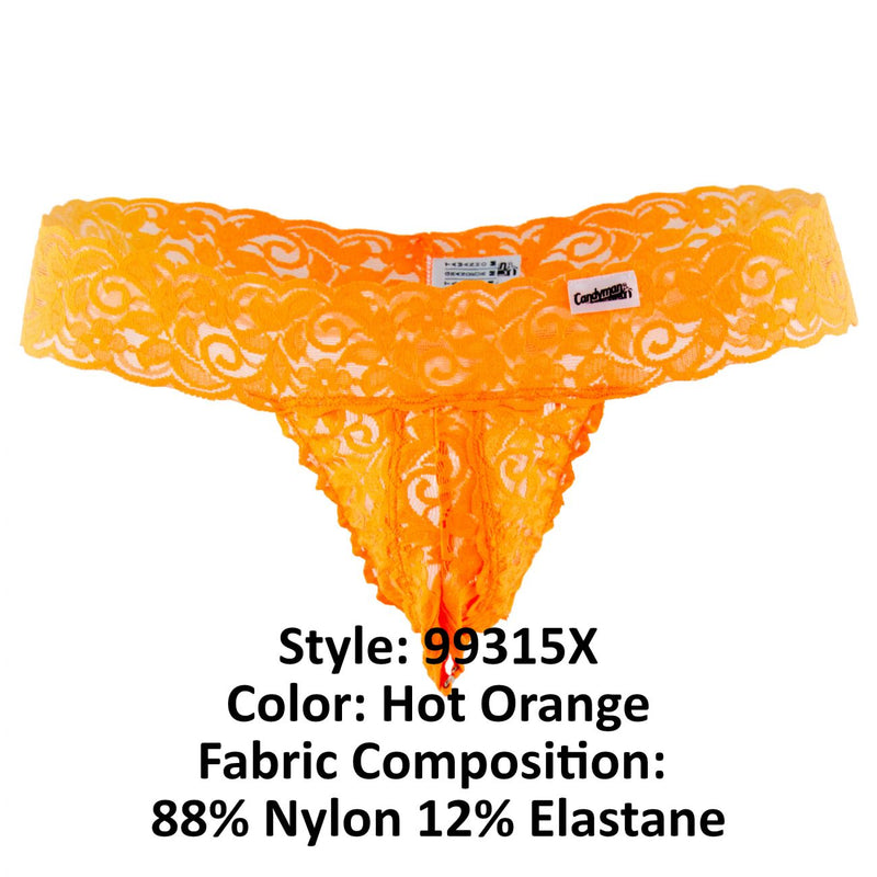 Candyman 99315X PEEK A BOO Lace Thongs Color Hot Orange