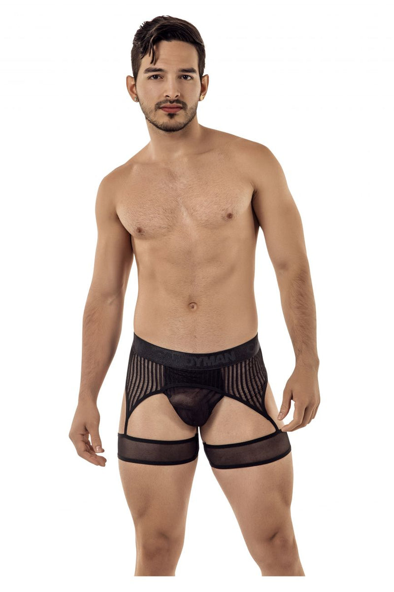 Candyman 99403 Stripes Gaterbelt Thongs Color Black