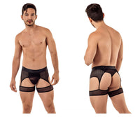 Candyman 99403 Stripes Gaterbelt Thongs Color Black