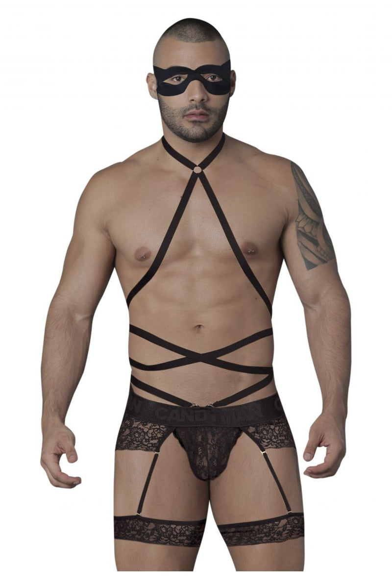 Candyman 99483 Lace Garter Bodysuit Color Black