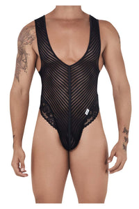 Candyman 99522 Bodysuit de malla de encaje Color negro