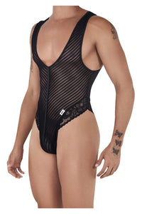 Candyman 99522 Bodysuit de malla de encaje Color negro