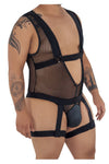 CandyMan 99529X Mesh Garter Bodysuit Color Black