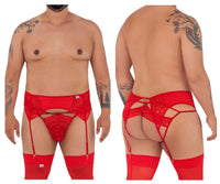 Candyman 99550X Lace Garter-Jockstrap atuendo color rojo