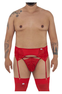 Candyman 99550X Lace Garter-Jockstrap atuendo color rojo