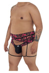 Candyman 99576x Lace Garter Thongs Color Black Print