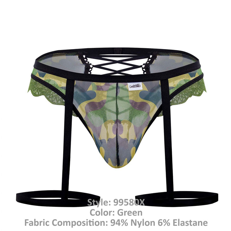 Candyman 99580x Garter Camo Camo Thongs Color Green