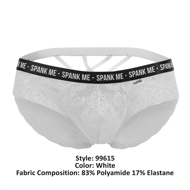 Candyman 99615 Spank Me Lace Briefs Color blanc