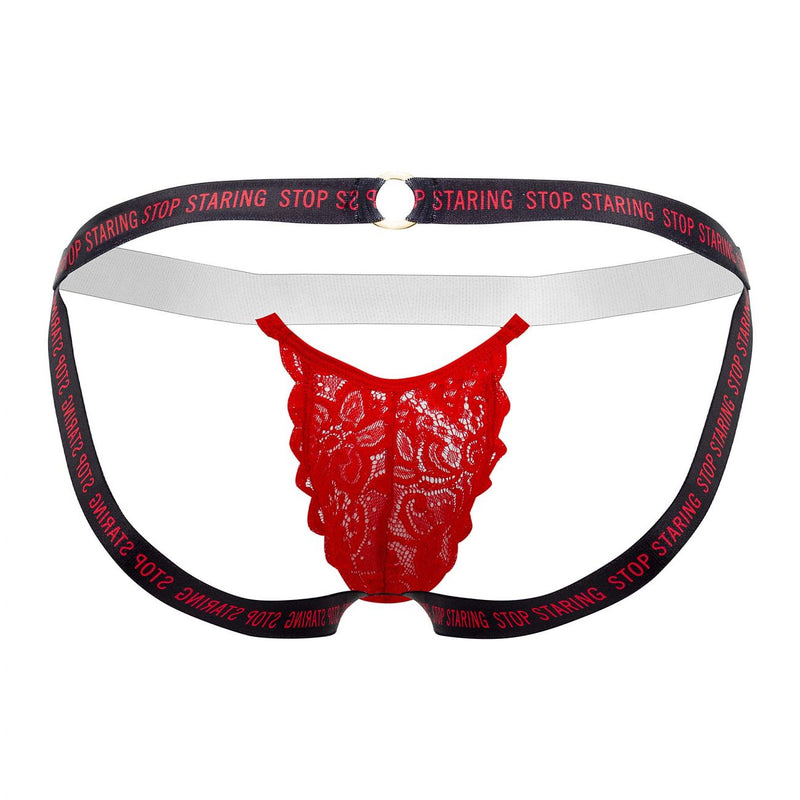 Candyman 99619 Deja de mirar el color de la jockstrap de encaje rojo