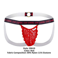 Candyman 99619 Arrêtez de regarder la couleur jockstrap de dentelle rouge