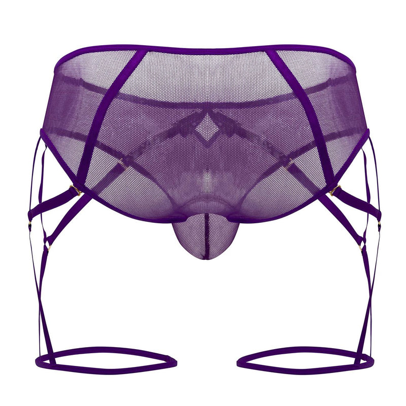 Candyman 99625 Mesh Garter Briefs Color Purple