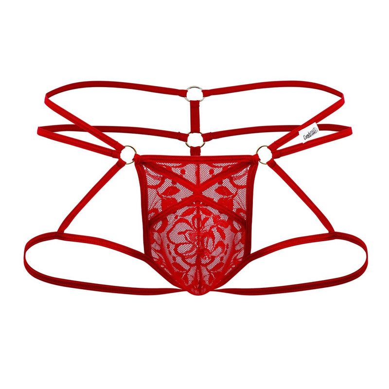 Candyman 99671 Lace Jock Thongs Color Red