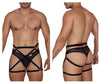 مجموعة CandyMan 99674 Garter Thongs قطعتين باللون الأسود