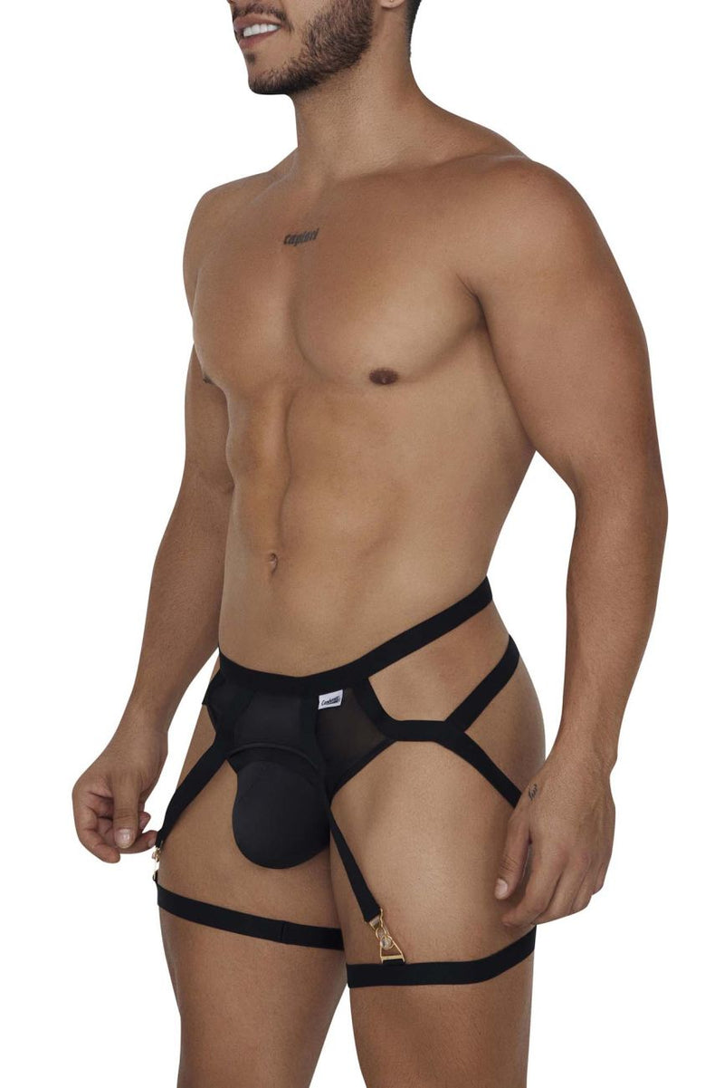 مجموعة CandyMan 99675 Garter Jock مكونة من قطعتين باللون الأسود