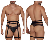 CandyMan 99677 Garter Thongs قطعتين مجموعة اللون أسود