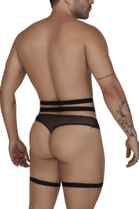 CandyMan 99677 Garter Thongs قطعتين مجموعة اللون أسود