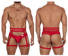 مجموعة CandyMan 99677 Garter Thongs قطعتين باللون الأحمر