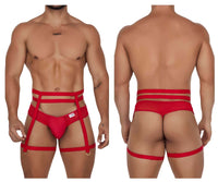 مجموعة CandyMan 99677 Garter Thongs قطعتين باللون الأحمر