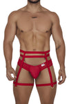 مجموعة CandyMan 99677 Garter Thongs قطعتين باللون الأحمر