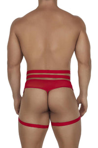 مجموعة CandyMan 99677 Garter Thongs قطعتين باللون الأحمر