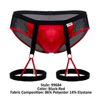 Candyman 99684 Garter Briefs Color Black-Red