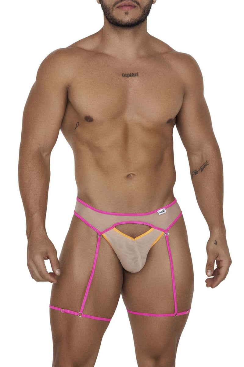 Candyman 99687 Garter Jock Two Piece Set Color Beige-Neon