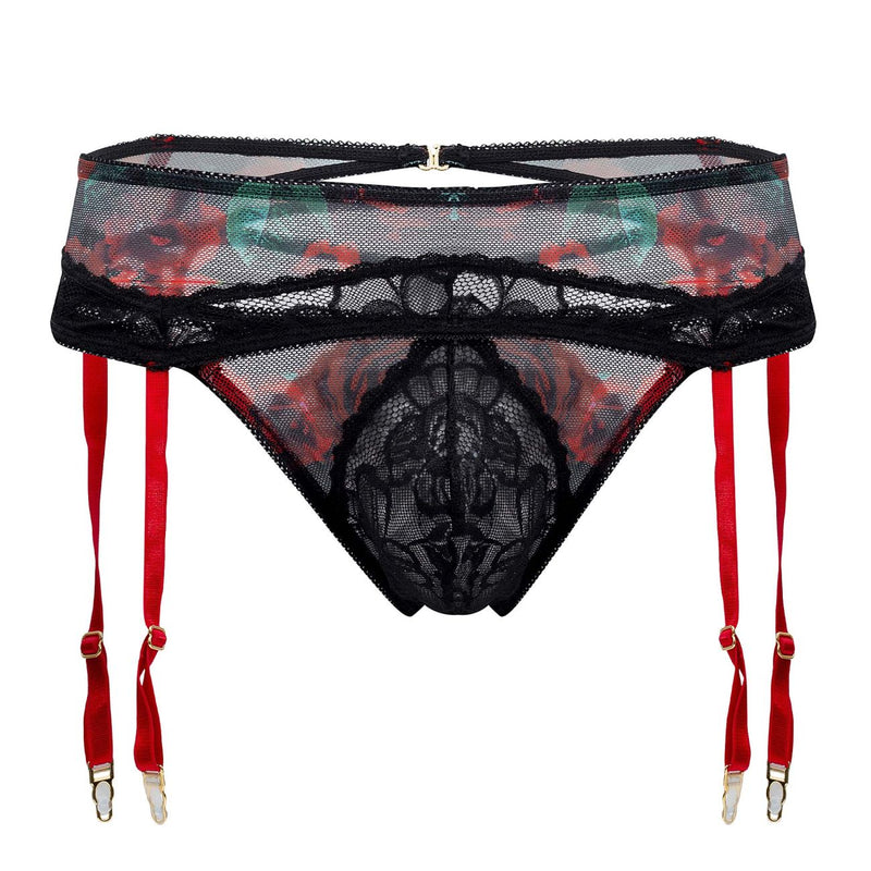 Candyman 99688x Garter Thongs Twong Two Piece Set Color noir