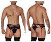 مجموعة CandyMan 99688 Garter Thongs قطعتين باللون الأسود