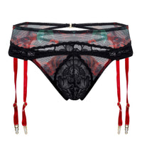 مجموعة CandyMan 99688 Garter Thongs قطعتين باللون الأسود