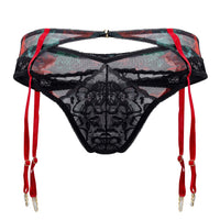 مجموعة CandyMan 99688 Garter Thongs قطعتين باللون الأسود