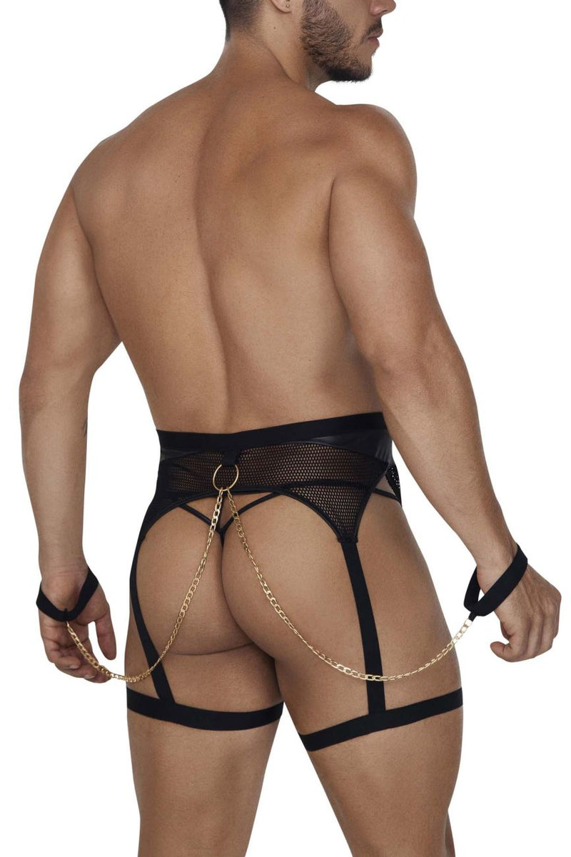 مجموعة CandyMan 99690 Garter Thongs قطعتين باللون الأسود