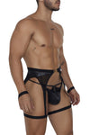 مجموعة CandyMan 99690 Garter Thongs قطعتين باللون الأسود