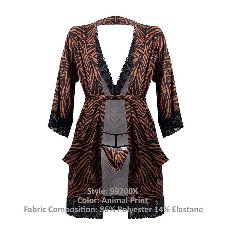 Candyman 99700x Robe Thong Twong Two Piece Set Color Animal Print