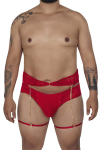 CandyMan 99703X Garter Briefs Two Piece Set Color Red