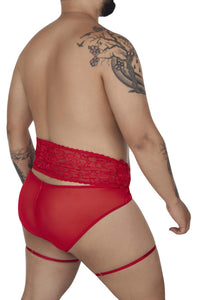 Candyman 99703x Garter Briefs Two Piece Set Color rouge