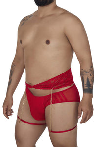 Candyman 99703x Garter Briefs Two Piece Set Color rouge