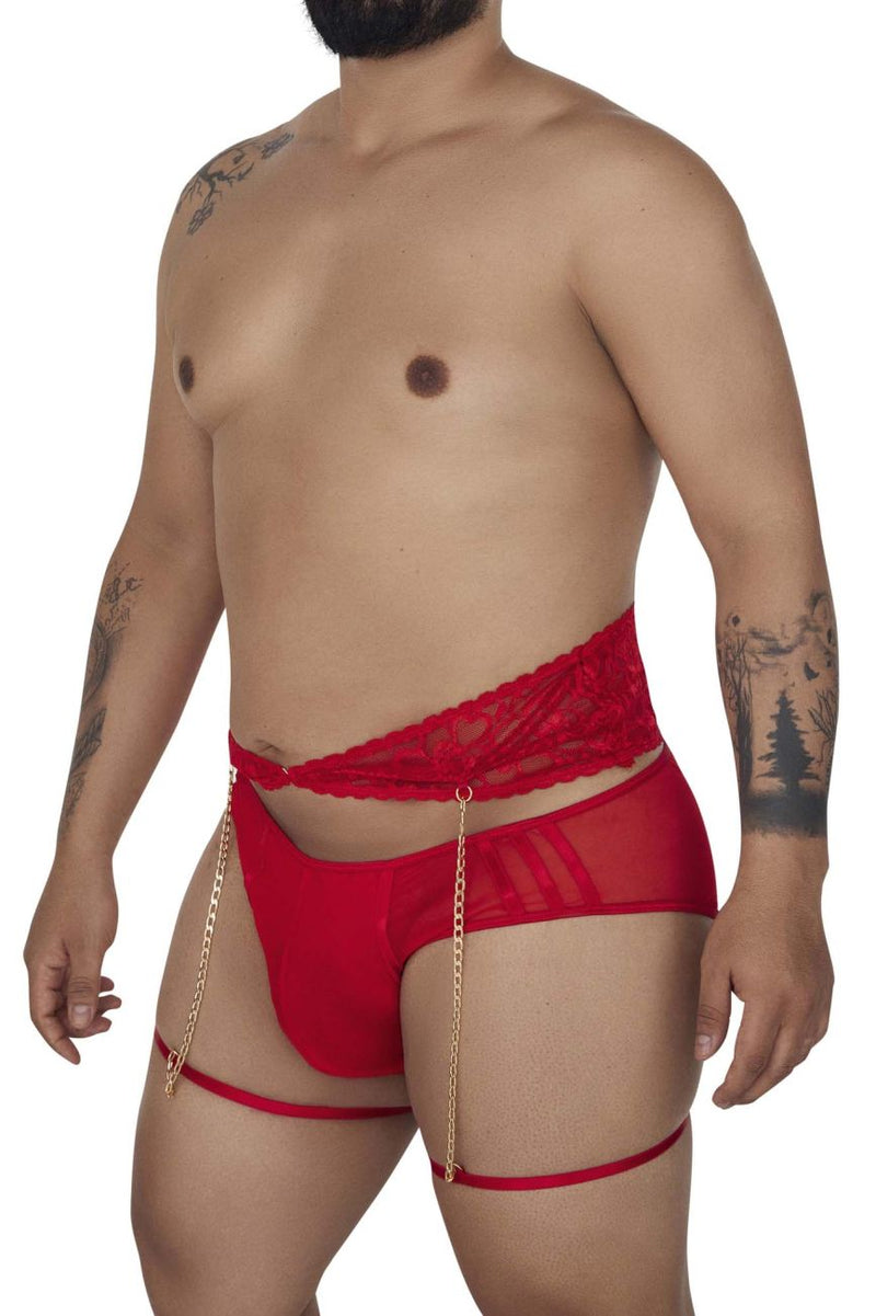 Candyman 99703x Garter Briefs de dos piezas Color Rojo