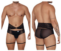 Candyman 99703 Garter Briefs Two Piece Set Color Black