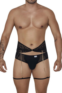 Candyman 99703 Garter Briefs Color de dos piezas Negro