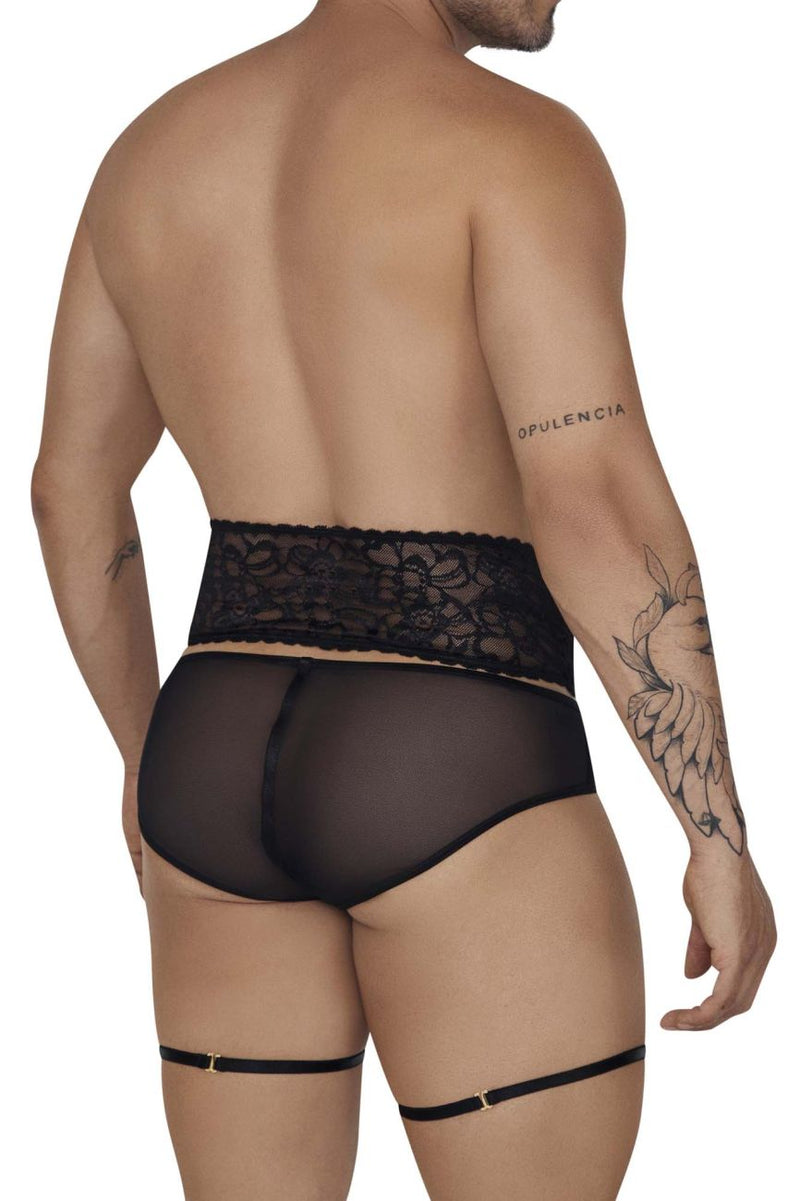 Candyman 99703 Garter Briefs Color de dos piezas Negro