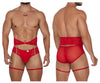 Candyman 99703 Garter Briefs Two Piece Set Color Red