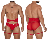 Candyman 99703 Garter Briefs Two Piece Set Color Red