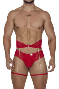 Candyman 99703 Garter Briefs Two Piece Set Color Red