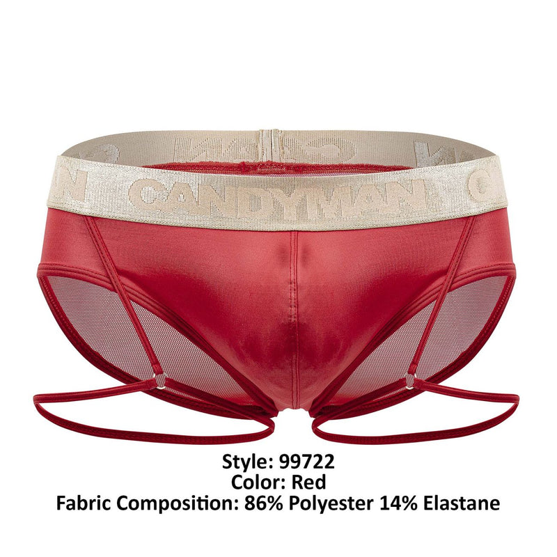 Candyman 99722 Garter Mesh Briefs color rojo